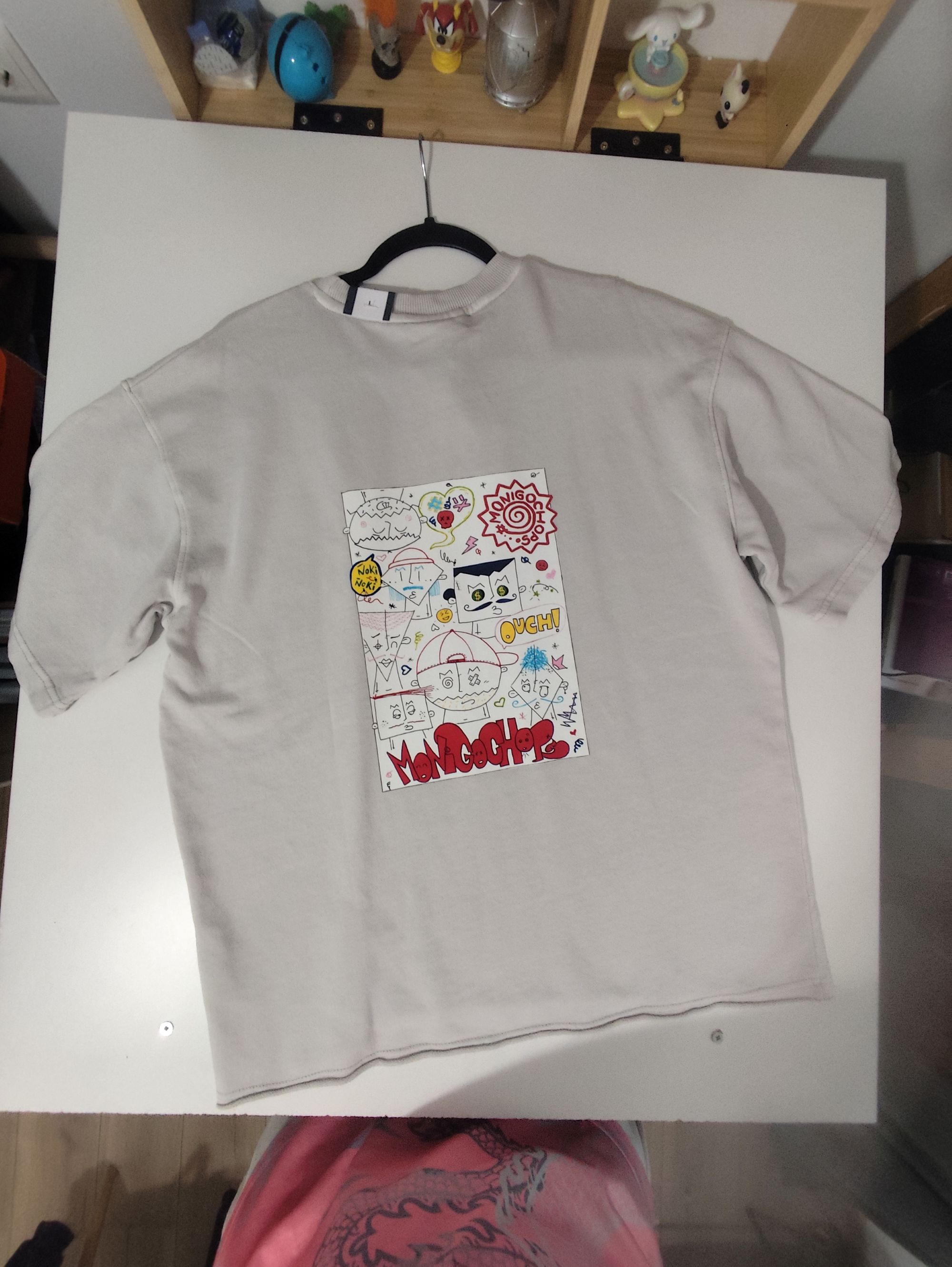 Camiseta oversize gris claro L